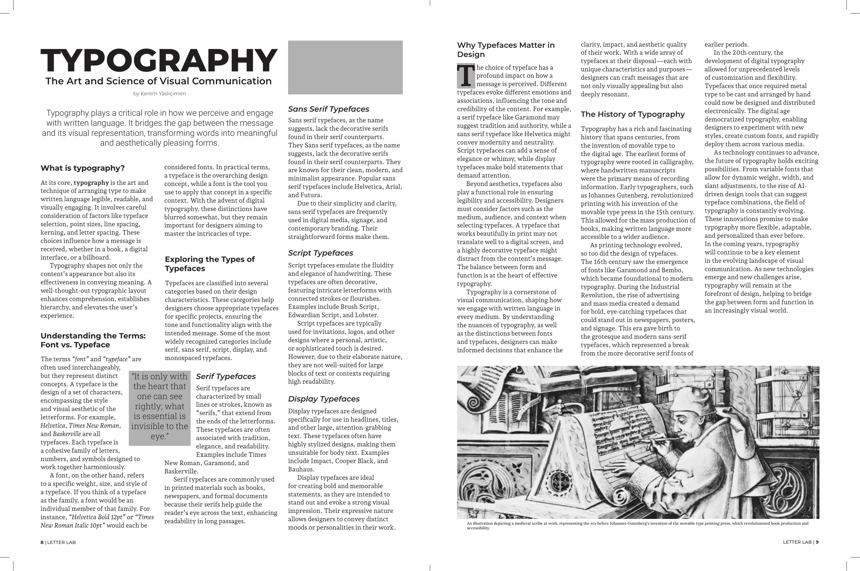 Typography magazine editorial spread